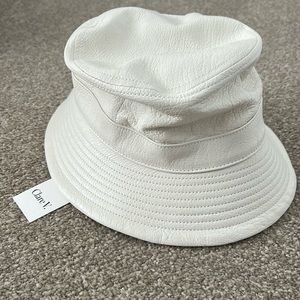 CLARE V. cream leather bucket hat NWT
